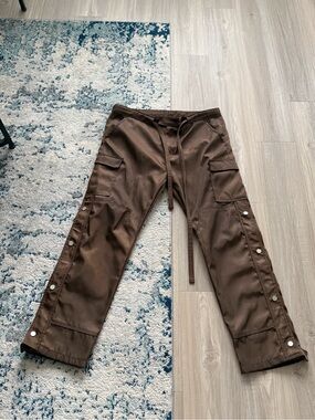 MNML Brown Men's Cargo Snap-Detail Pants